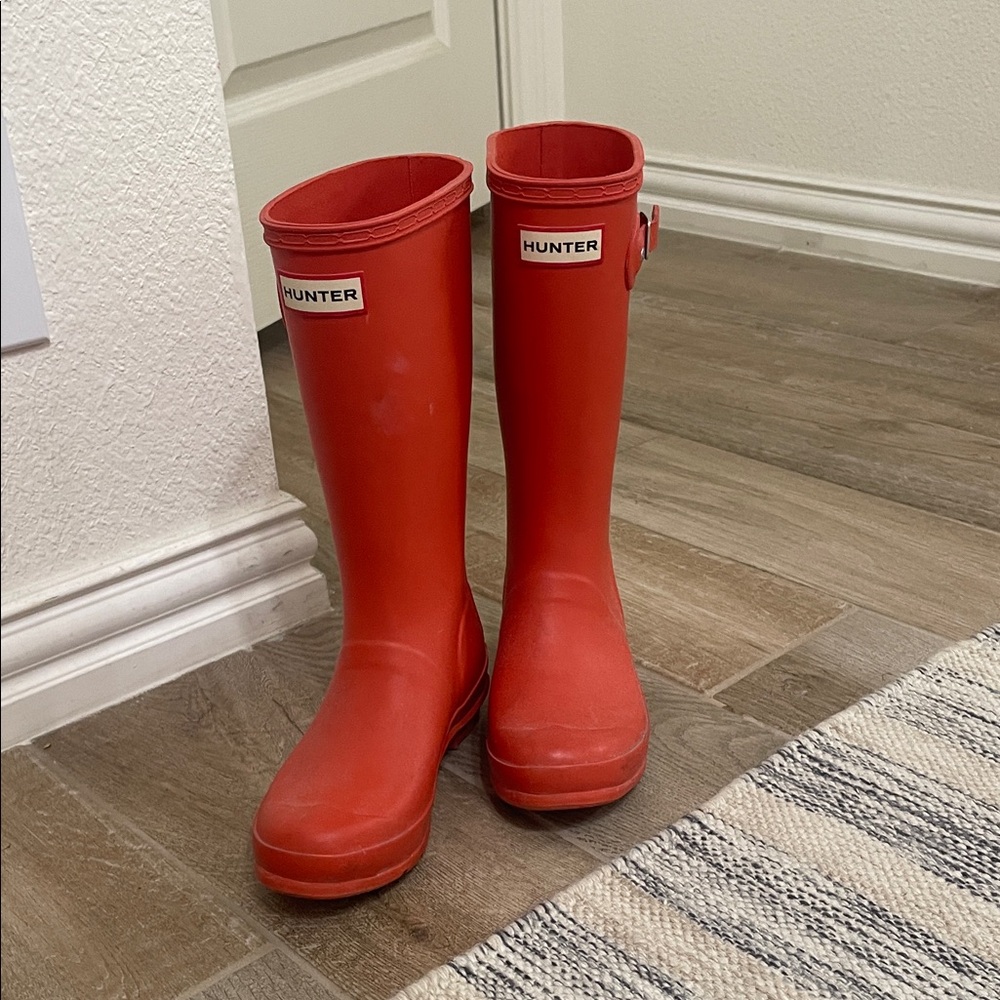 Hunter Red Knee-High Rain Boots